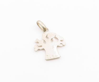 925 Sterling Silver  Vintage Shiny Tree Motif Drop Pendant  PT19386