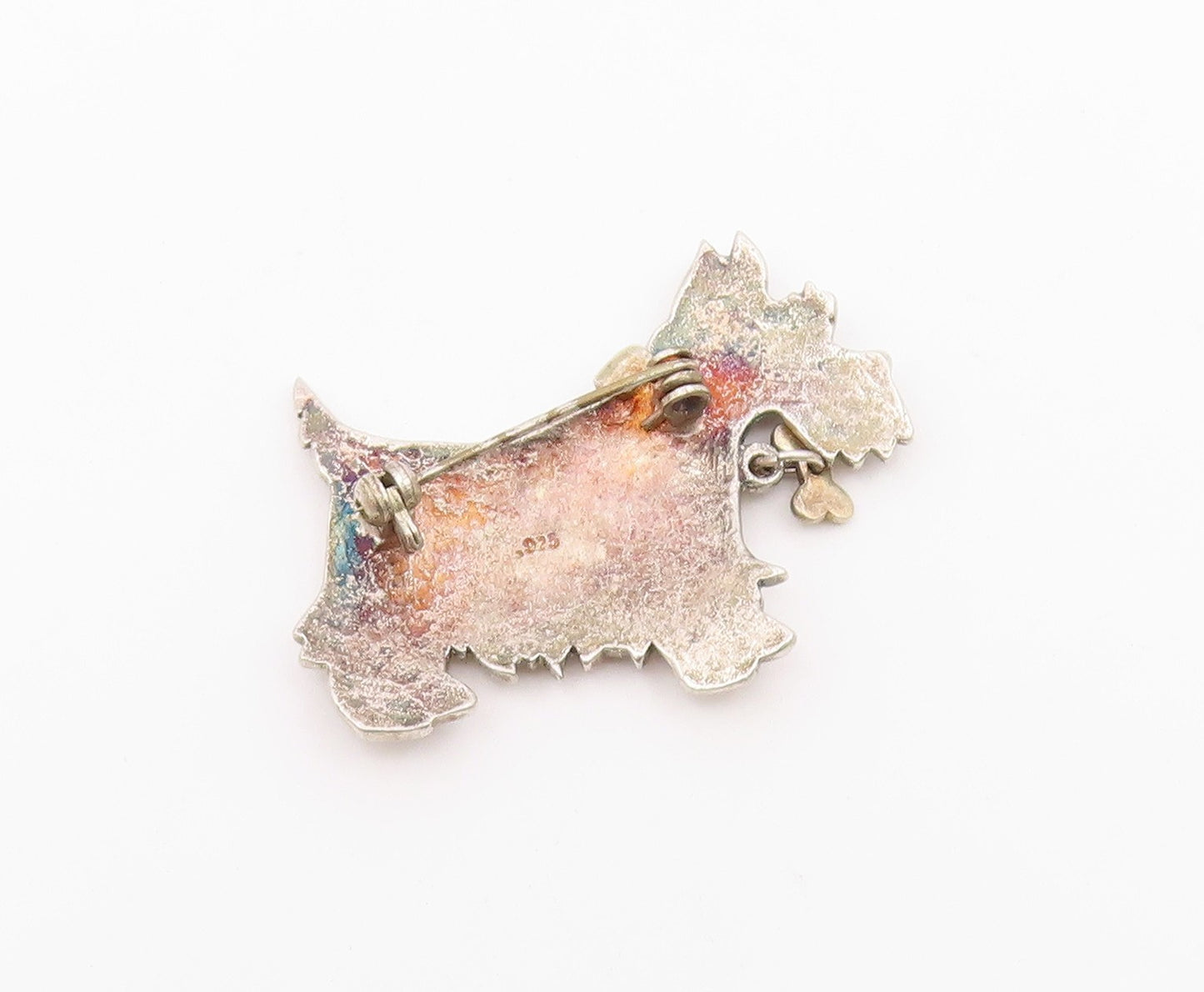 925 Sterling Silver  Vintage Two Tone Dog Animal Motif Brooch Pin  BP9290