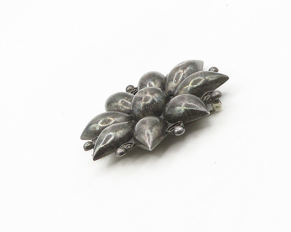 TOBIAS MEXICO 925 Silver  Vintage Antique Flower Pretzel Brooch Pin  BP7363