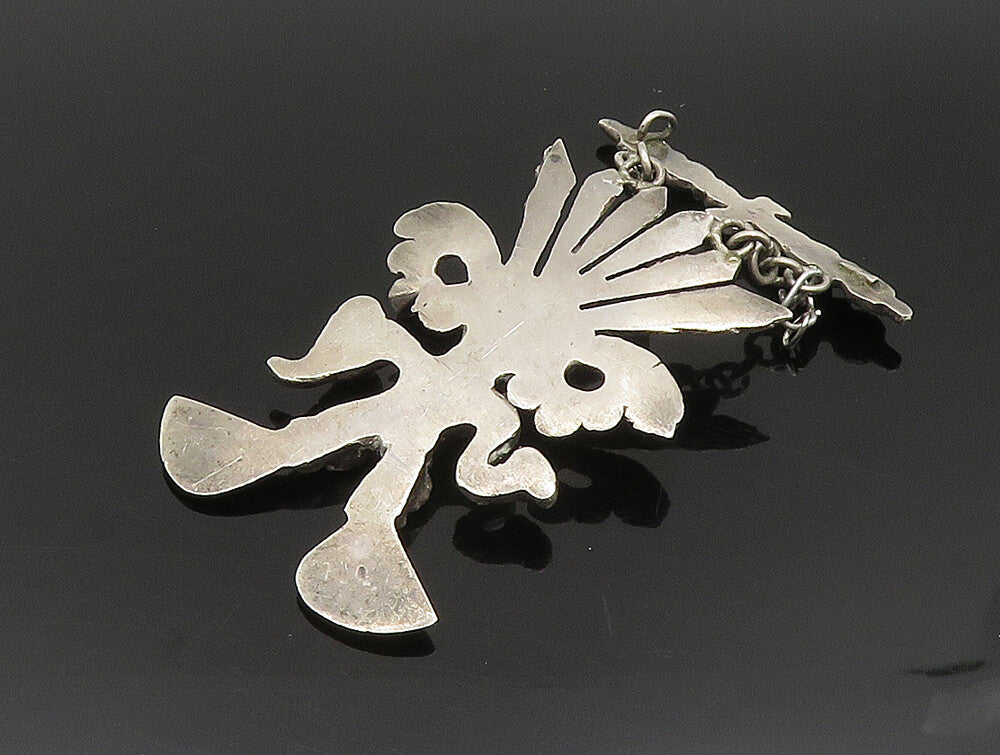 925 Sterling Silver  Vintage Sculpted Tribal Warrior Dangle Pendant  PT20229