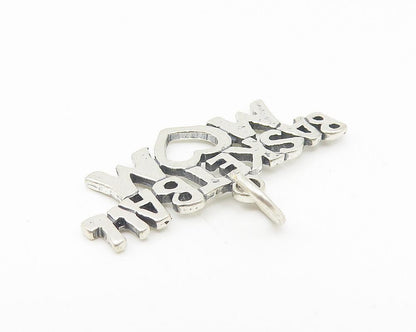925 Sterling Silver  Vintage Shiny Basketball Mom Love Drop Pendant  PT8769