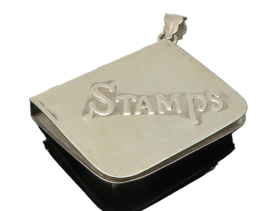 925 Sterling Silver  Vintage Shiny Embossed Stamp Book Drop Pendant  PT10200