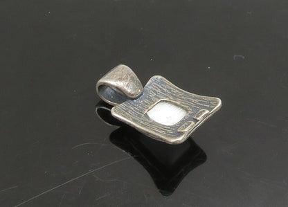 925 Sterling Silver  Vintage Mother Of Pearl Dark Tone Square Pendant  PT18771