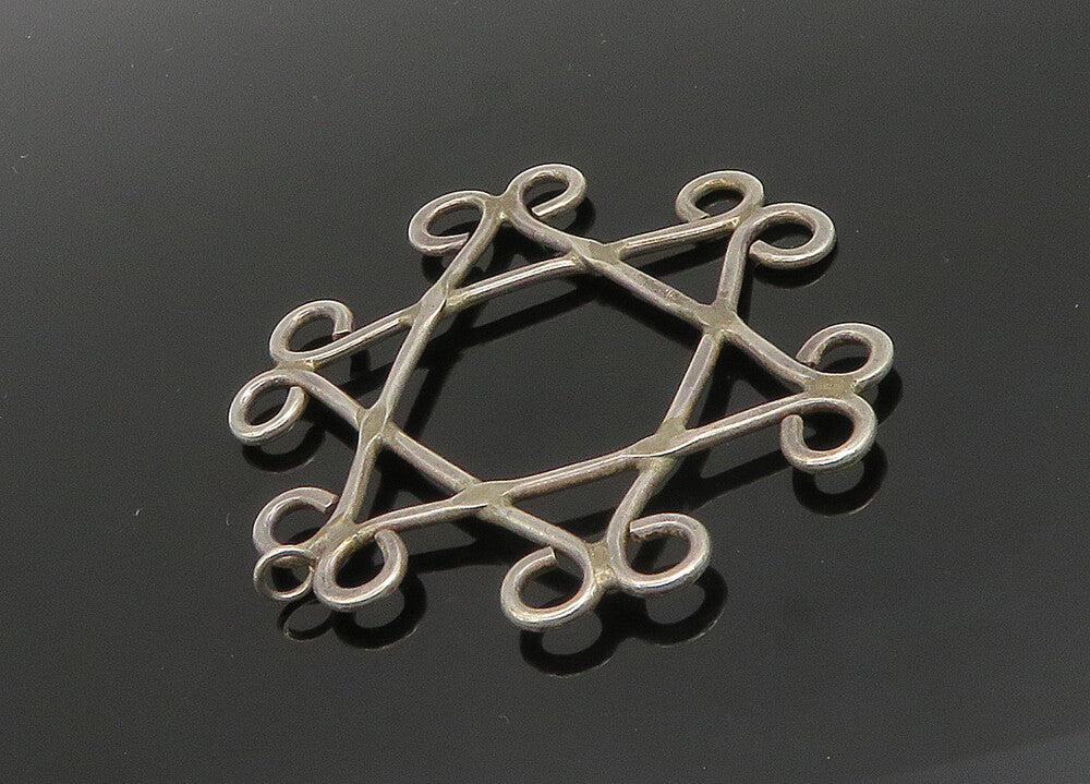 925 Sterling Silver  Vintage Dark Tone Open Design Drop Pendant  PT15763