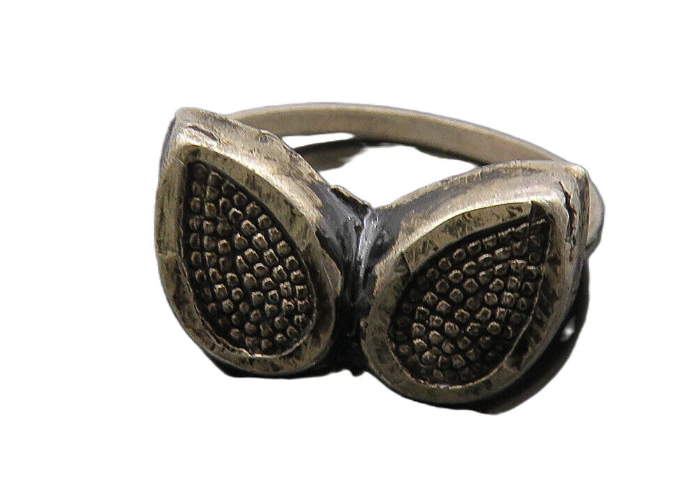 925 Sterling Silver  Vintage Dark Tone Floral Leaves Band Ring Sz 5  RG10517