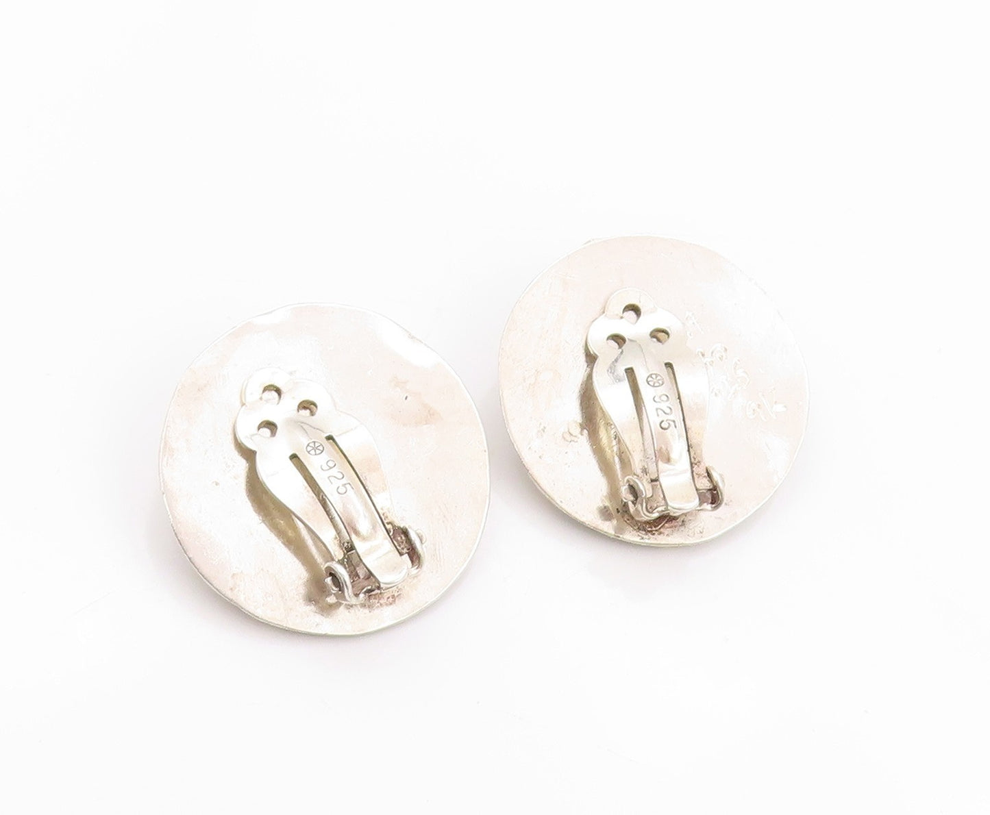 10k Gold 925 Sterling Silver Vintage Earrings Star Clip Knobbed Design  EG13524