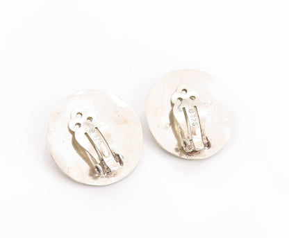 10k Gold 925 Sterling Silver Vintage Earrings Star Clip Knobbed Design  EG13524
