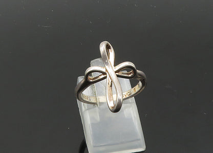 925 Sterling Silver  Vintage Religious Cross Ribbon Band Ring Sz 6  RG21360
