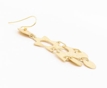 925 Sterling Silver Vintage Earrings Gold Plated Dangling Chandelier Cut EG13324