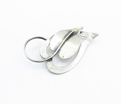 BEAU 925 Sterling Silver  Vintage Modernist Floral Leaf Brooch Pin  BP2363