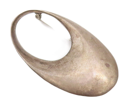925 Sterling Silver Vintage Brooch Pin JEZLAINE Designer Cut Letter 'O'  BP10792