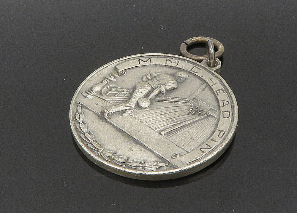 DIEGES & CLUST 925 Silver  Vintage Head Pin Bowling Medallion Pendant  PT16451