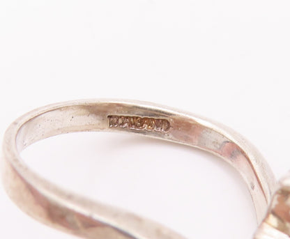 925 Sterling Silver Vintage Ring Swirled Shank Drop Cut CZ  Sz 6  RG28308