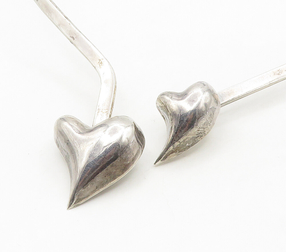 MEXICO 925 Sterling Silver  Vintage Smooth Love Heart Collar Necklace  NE2550
