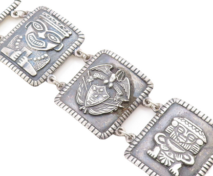 925 Sterling Silver Vintage Traditional Storyteller Solid Chain Bracelet BT1502