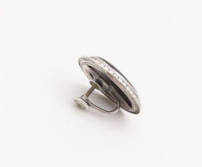 925 Sterling Silver Earrings DANCRAFT Large Carved Oval Cabochon Onyx  EG12831