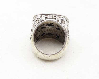 JANICE GIRARDI 925 Silver  Vintage Black Hematite Cocktail Ring Sz 7  RG10062