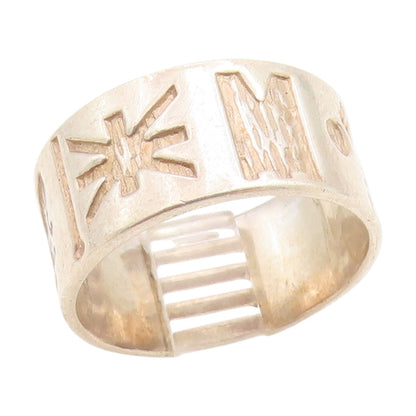 925 Sterling Silver Vintage Ring IRELAND Historical Symbols Band  Sz 8  RG34770