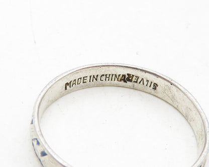 925 Sterling Silver  Vintage Arrow Patterned Petite Band Ring Sz 6.5  RG10025