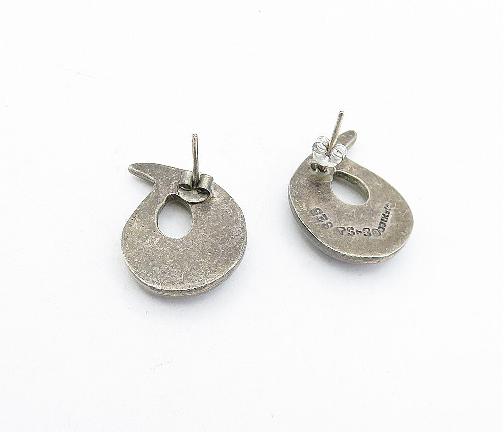 MEXICO 925 Sterling Silver  Vintage Dark Tone Swirl Drop Earrings  EG2310
