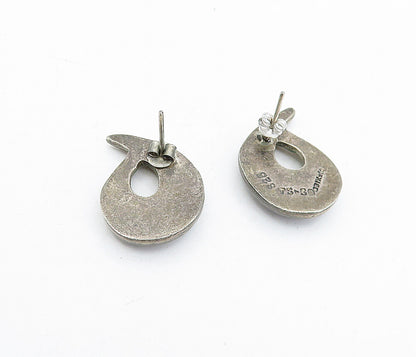 MEXICO 925 Sterling Silver  Vintage Dark Tone Swirl Drop Earrings  EG2310