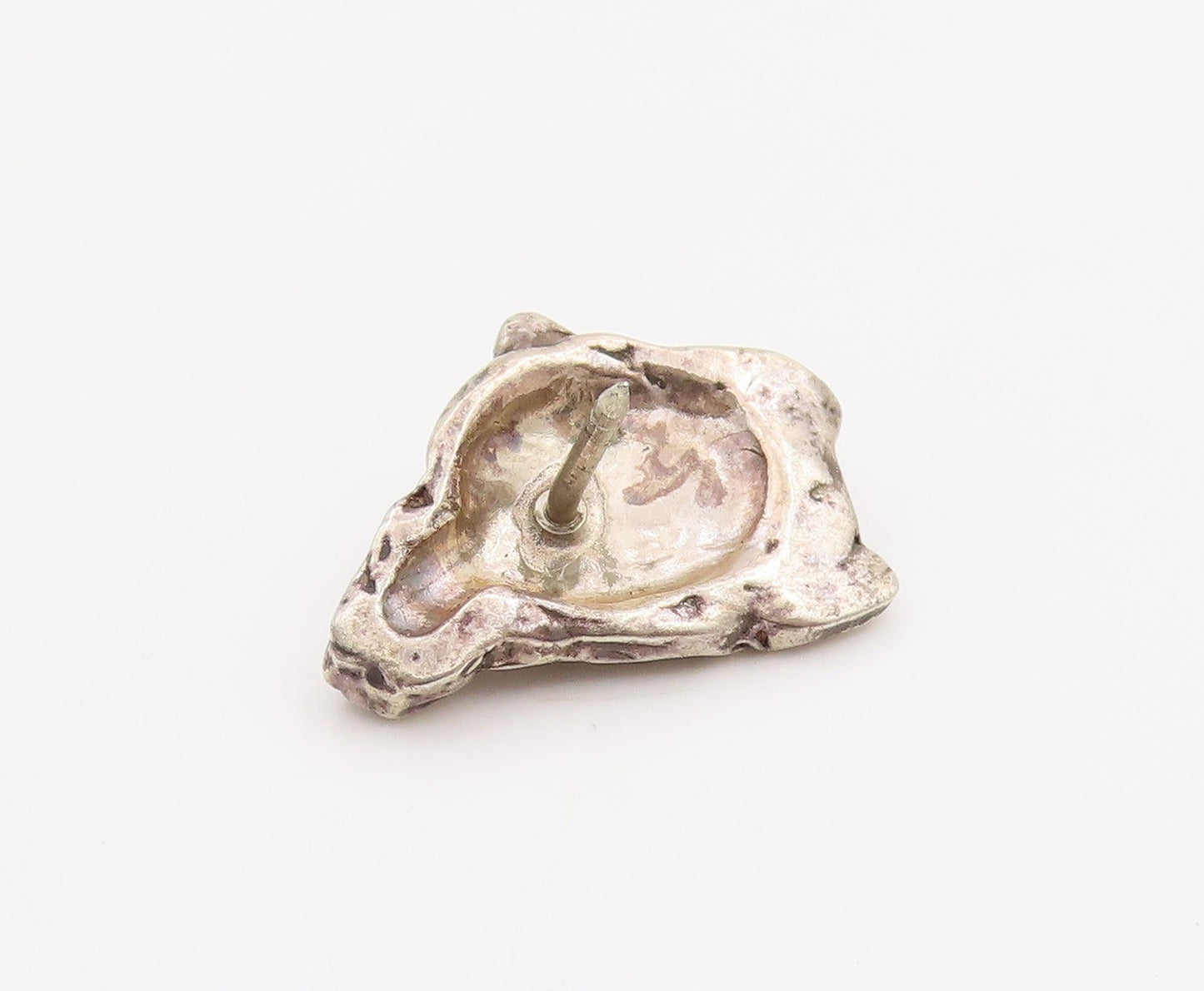 925 Sterling Silver Vintage Pin Etched Bull Head Sculpture Design Charm  TR4045