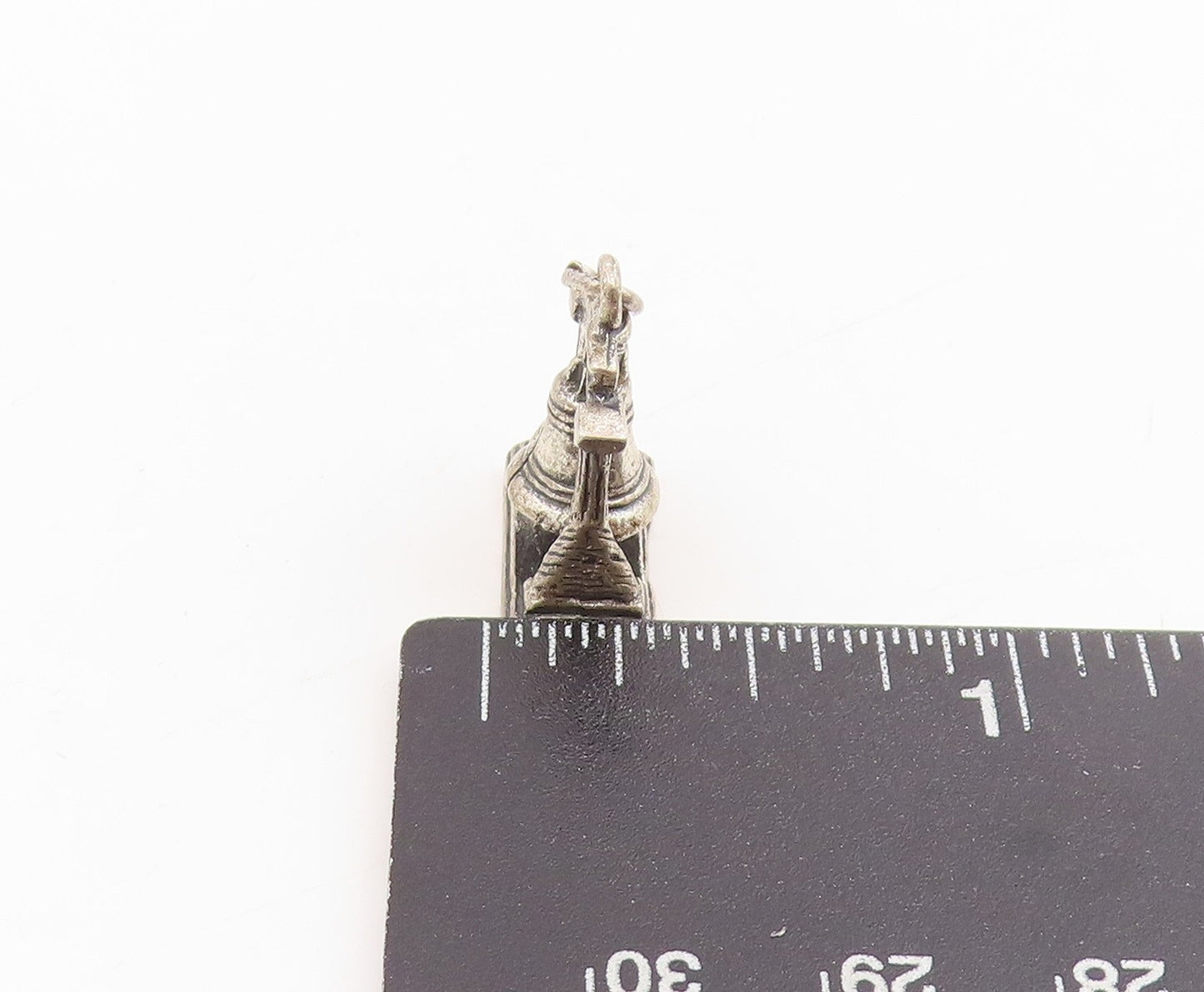 925 Sterling Silver Vintage Pendant Etched Liberty Bell Design Charm  PT25407