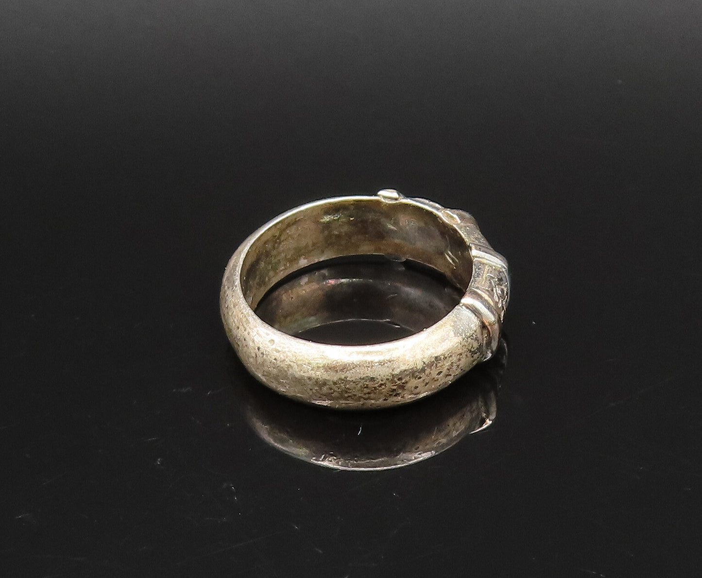 925 Sterling Silver  Vintage Etched Flower Pattern Scalloped Ring Sz 7 RG25680
