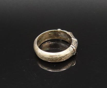 925 Sterling Silver  Vintage Etched Flower Pattern Scalloped Ring Sz 7 RG25680