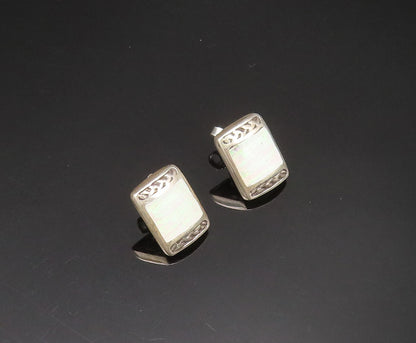 CAROL FELLEY 925 Silver  Vintage Square Fire Opal Stud Earrings  EG11815