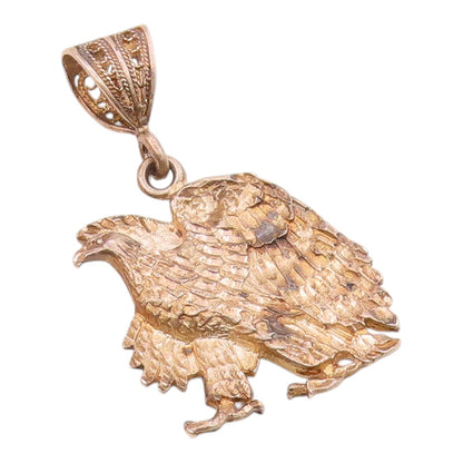 925 Sterling Silver  Vintage Shiny Diamond Cut Eagle Motif Pendant  PT15228