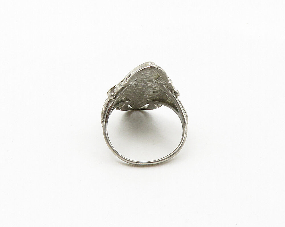 SOUTHWESTERN 925 Silver Vintage Mother Of Pearl Cocktail Ring Sz 8.5 RG18163