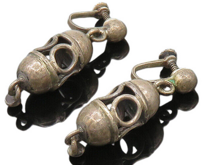 TAXCO 925 Sterling Silver  Vintage Dark Tone Non Pierce Drop Earrings  EG10282
