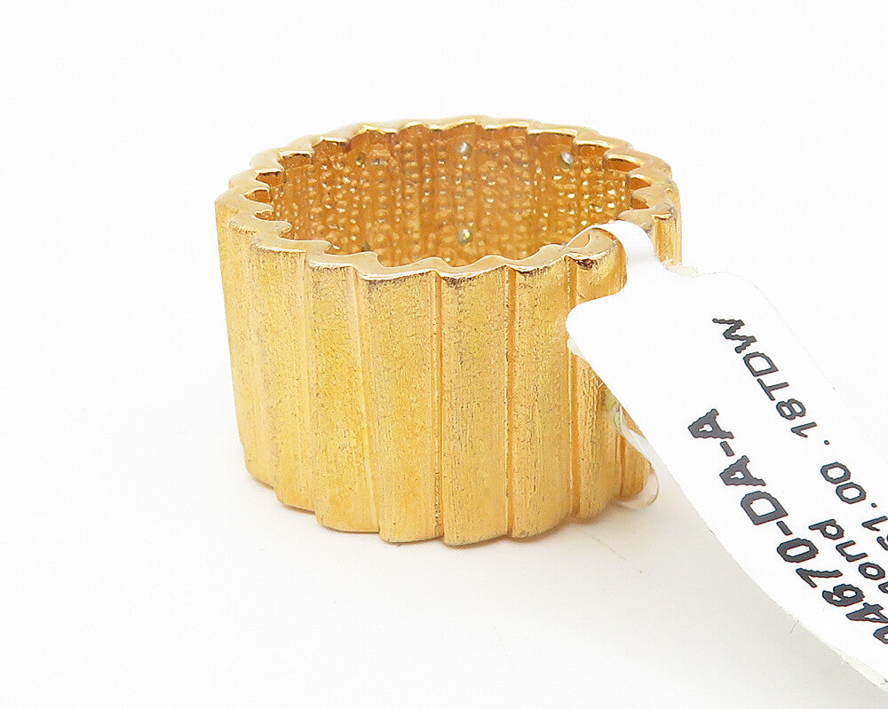 925 Sterling Silver  Genuine Diamonds Two Tone Fluted Band Ring Sz 7  RG11319