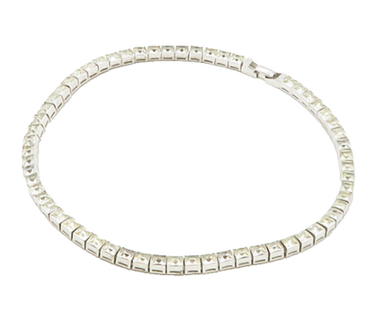 DORSON'S 925 Sterling Silver  Vintage Shiny Topaz Hinge Chain Necklace  NE2727