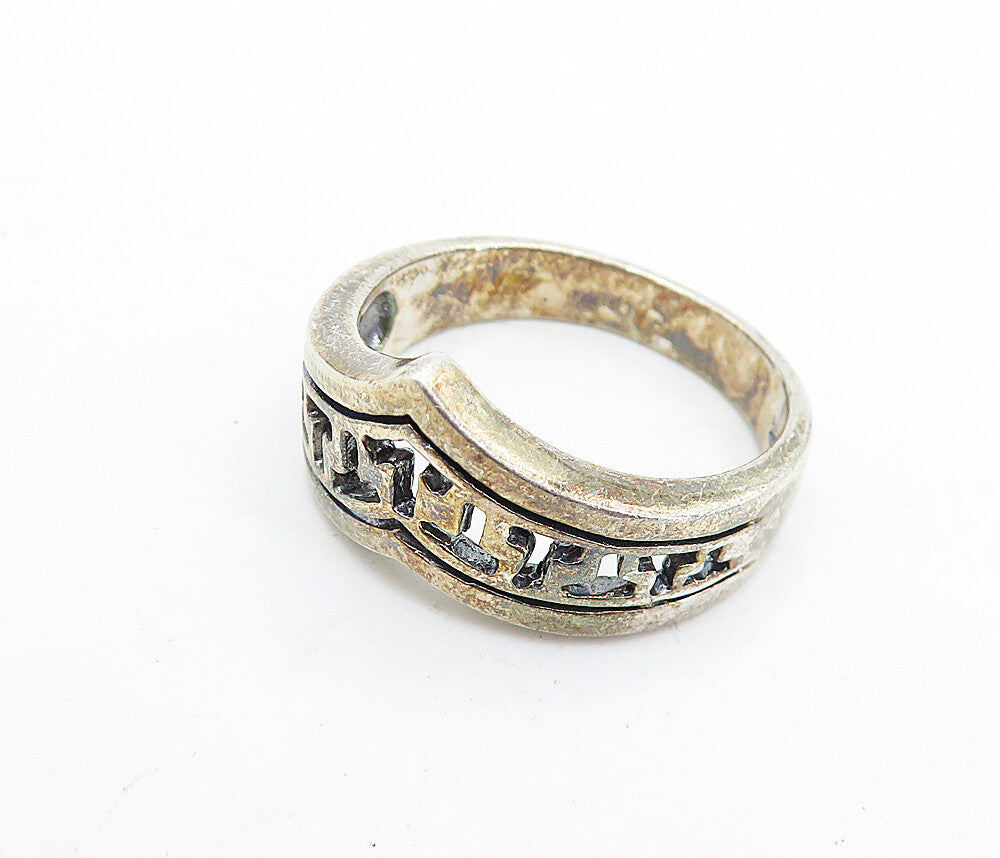 925 Sterling Silver  Vintage Dark Tone Cutout Pointed Band Ring Sz 8.5  RG5808