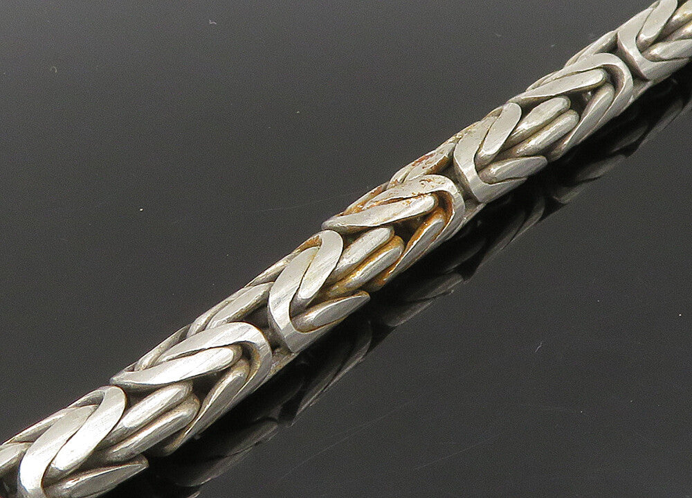 925 Sterling Silver  Vintage Minimalist Byzantine Link Chain Necklace  NE3726