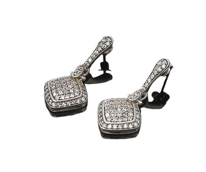 ESPO 925 Silver  Vintage Cubic Zirconia Encrusted Dangle Earrings  EG10687