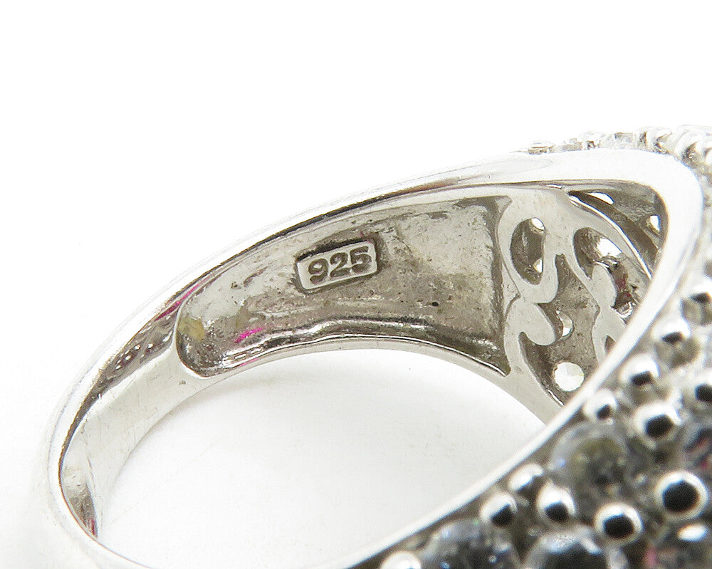 925 Sterling Silver  Pink Topaz & Cubic Zirconia Cocktail Ring Sz 5  RG13453