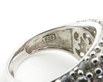 925 Sterling Silver  Pink Topaz & Cubic Zirconia Cocktail Ring Sz 5  RG13453