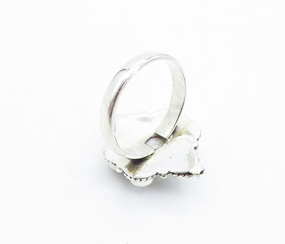 925 Sterling Silver  Freshwater Pearls Floral Cocktail Ring Sz 6.5  RG7827