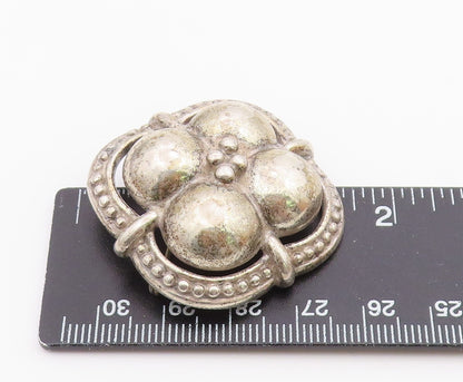 925 Sterling Silver  Vintage Antique Floral Dome Shiny Brooch Pin  BP6393