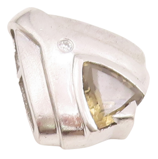 925 Sterling Silver Vintage Pendant Carved Shirt With Citrine & CZ  PT23389