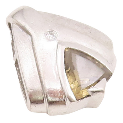 925 Sterling Silver Vintage Pendant Carved Shirt With Citrine & CZ  PT23389