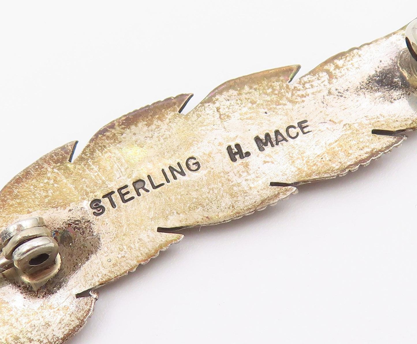 925 Sterling Silver Vintage Brooch Pin HARVEY MACE NAVAJO Quill Feather  BP12618