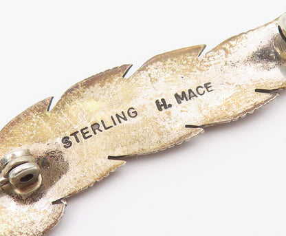 925 Sterling Silver Vintage Brooch Pin HARVEY MACE NAVAJO Quill Feather  BP12618