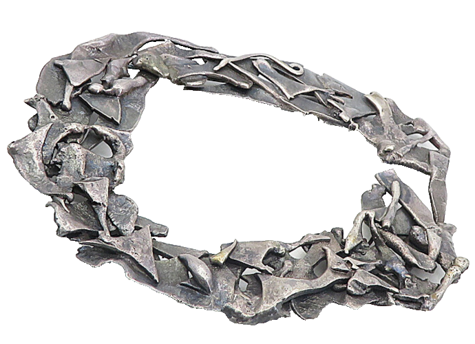 925 Sterling Silver  Vintage Handmade Modernist Sculpted Brooch Pin  BP3126