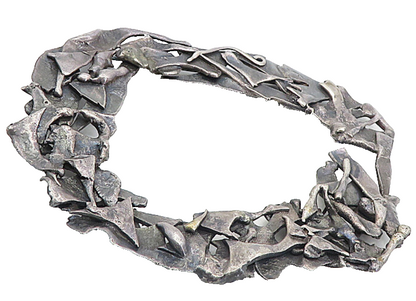 925 Sterling Silver  Vintage Handmade Modernist Sculpted Brooch Pin  BP3126