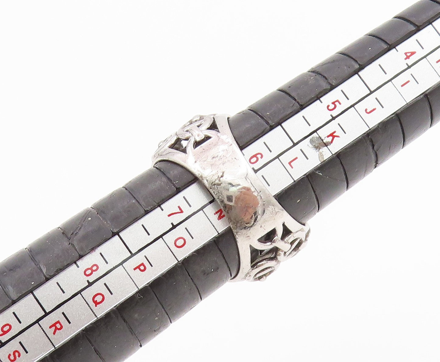 925 Sterling Silver Vintage Ring Anchor Chain Open Cutout Dome  Sz 6.5  RG34341