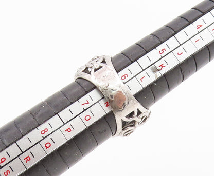 925 Sterling Silver Vintage Ring Anchor Chain Open Cutout Dome  Sz 6.5  RG34341